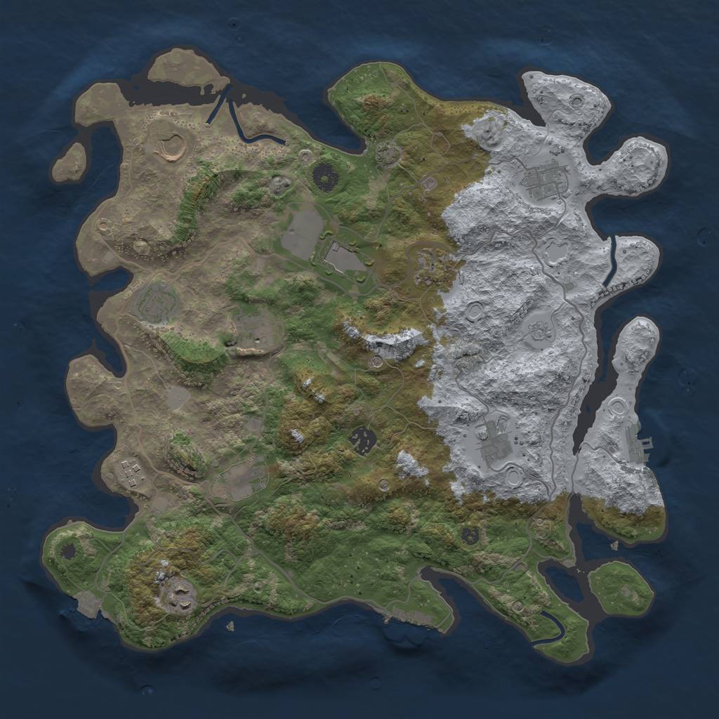 Rust Map: Procedural Map, Size: 4000, Seed: 488745096, 19 Monuments