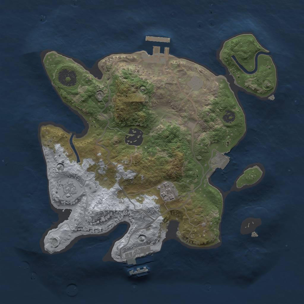 Rust Map: Procedural Map, Size: 2500, Seed: 325328, 8 Monuments