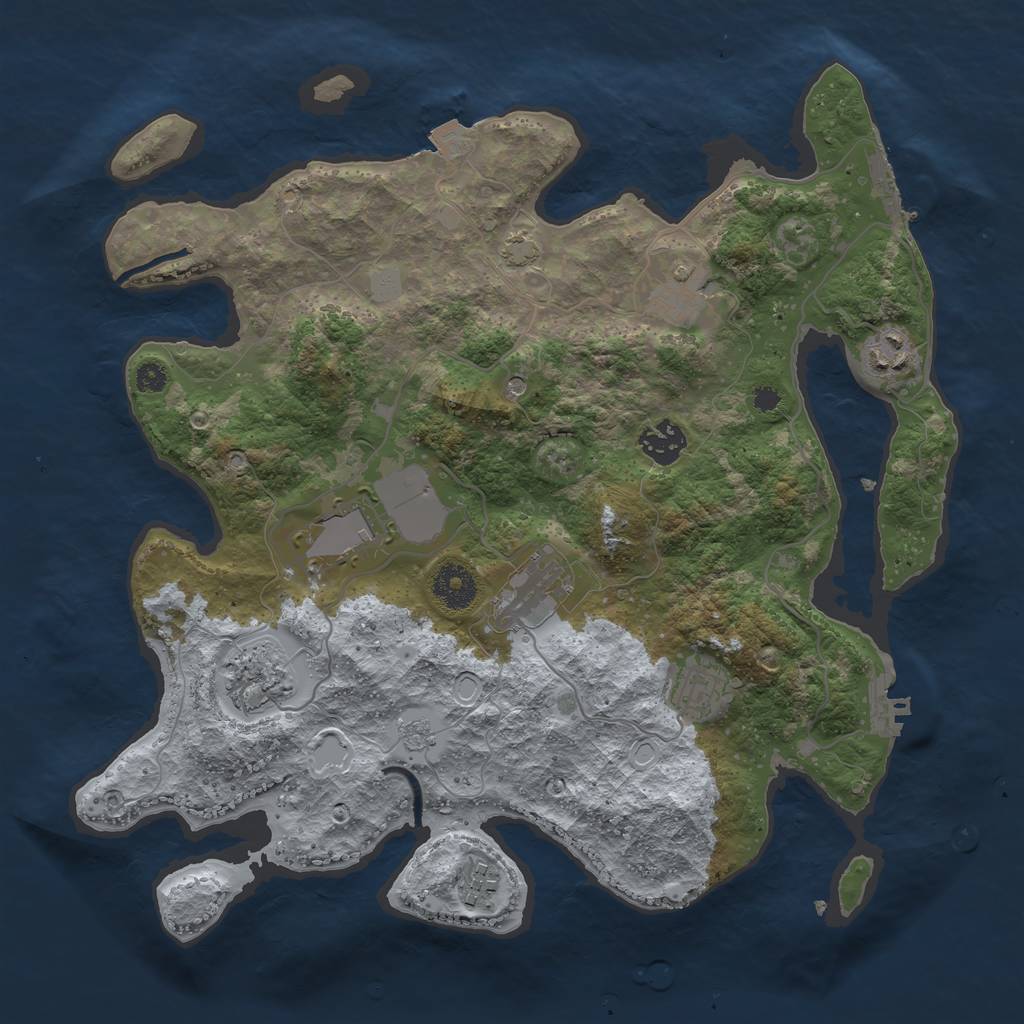 Rust Map: Procedural Map, Size: 3500, Seed: 1998843189, 16 Monuments