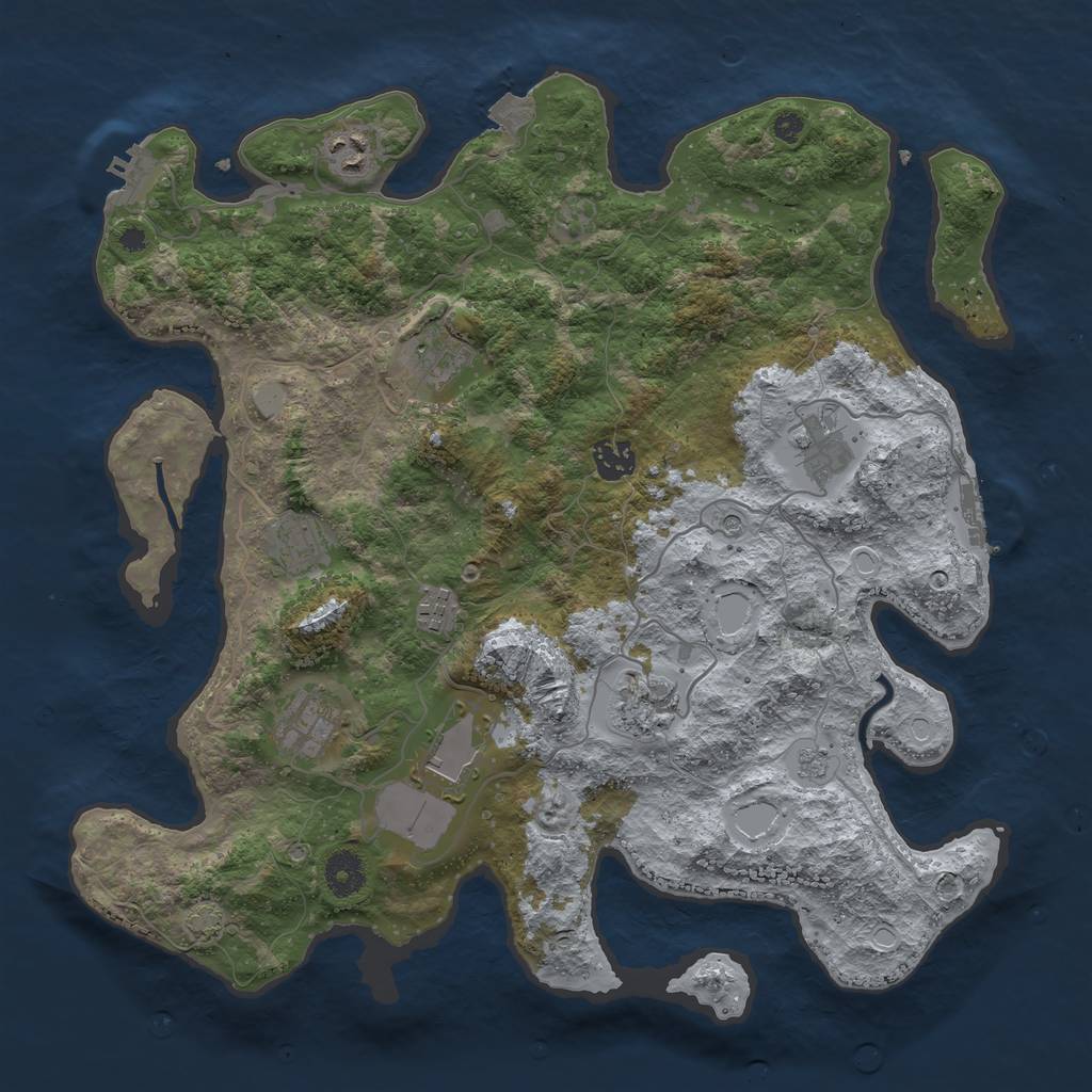 Rust Map: Procedural Map, Size: 3800, Seed: 953894509, 17 Monuments