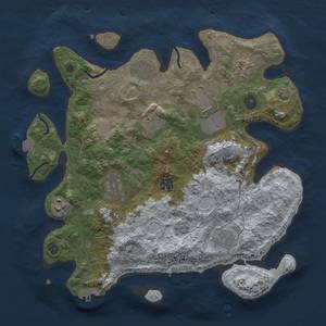 Thumbnail Rust Map: Procedural Map, Size: 3500, Seed: 33752887, 17 Monuments