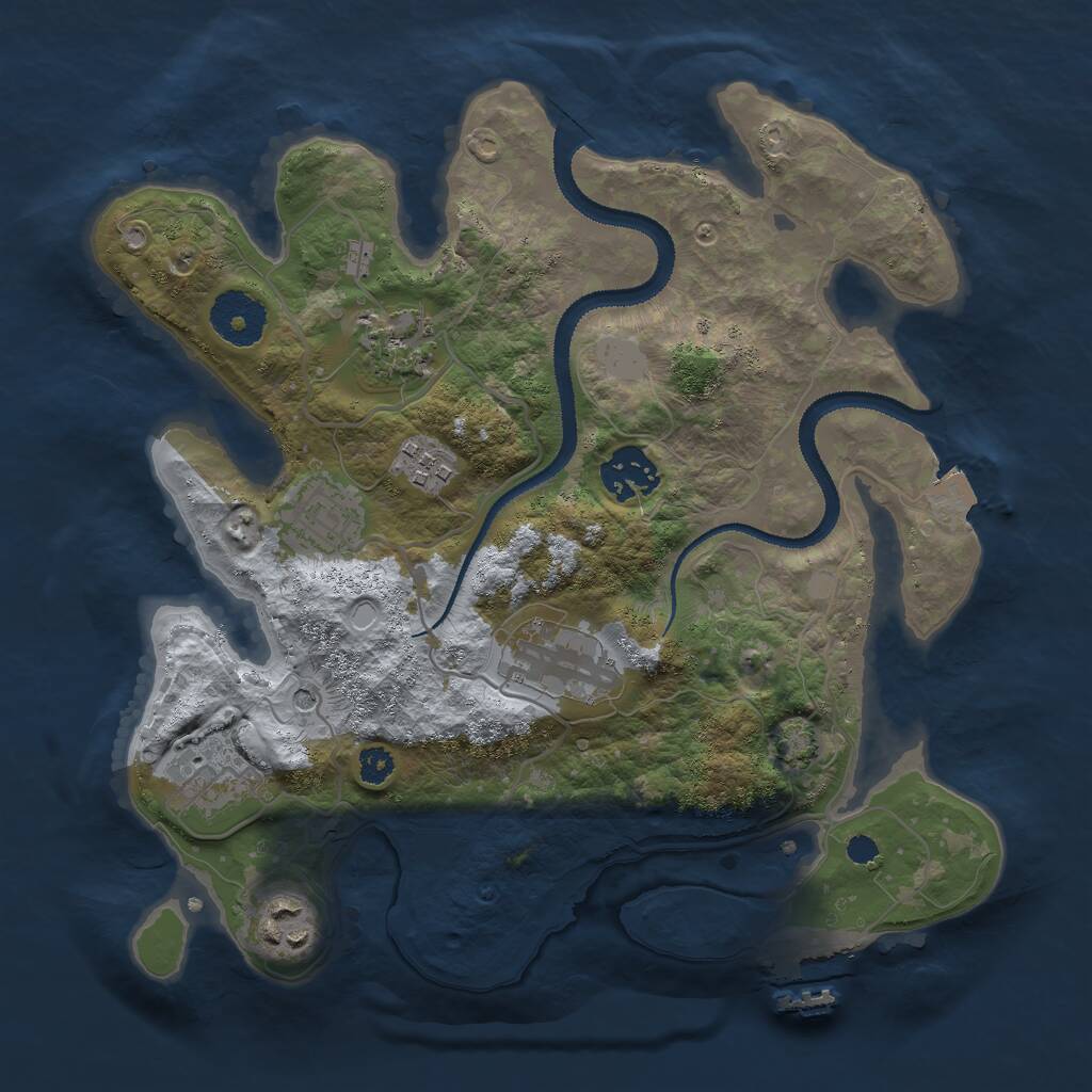 Rust Map: Procedural Map, Size: 3000, Seed: 609012234, 11 Monuments