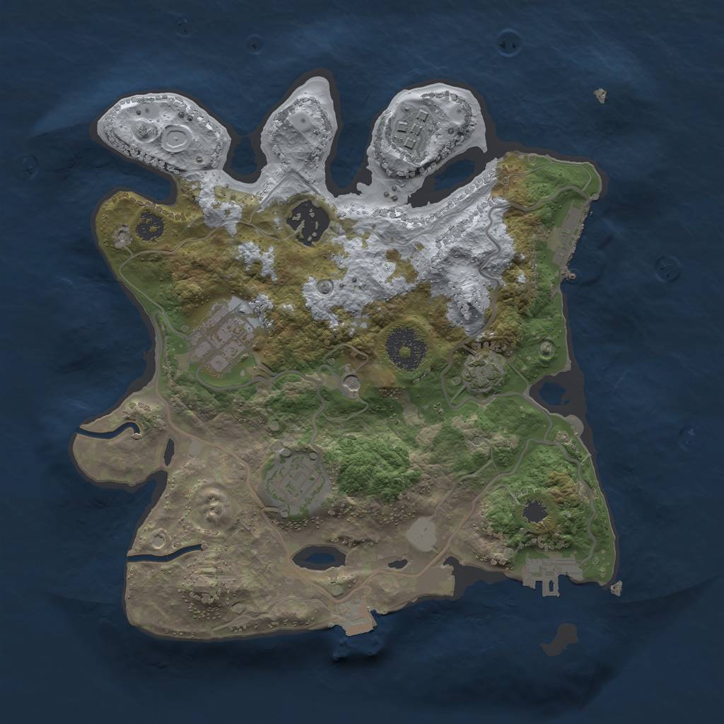 Rust Map: Procedural Map, Size: 2650, Seed: 1076839769, 11 Monuments