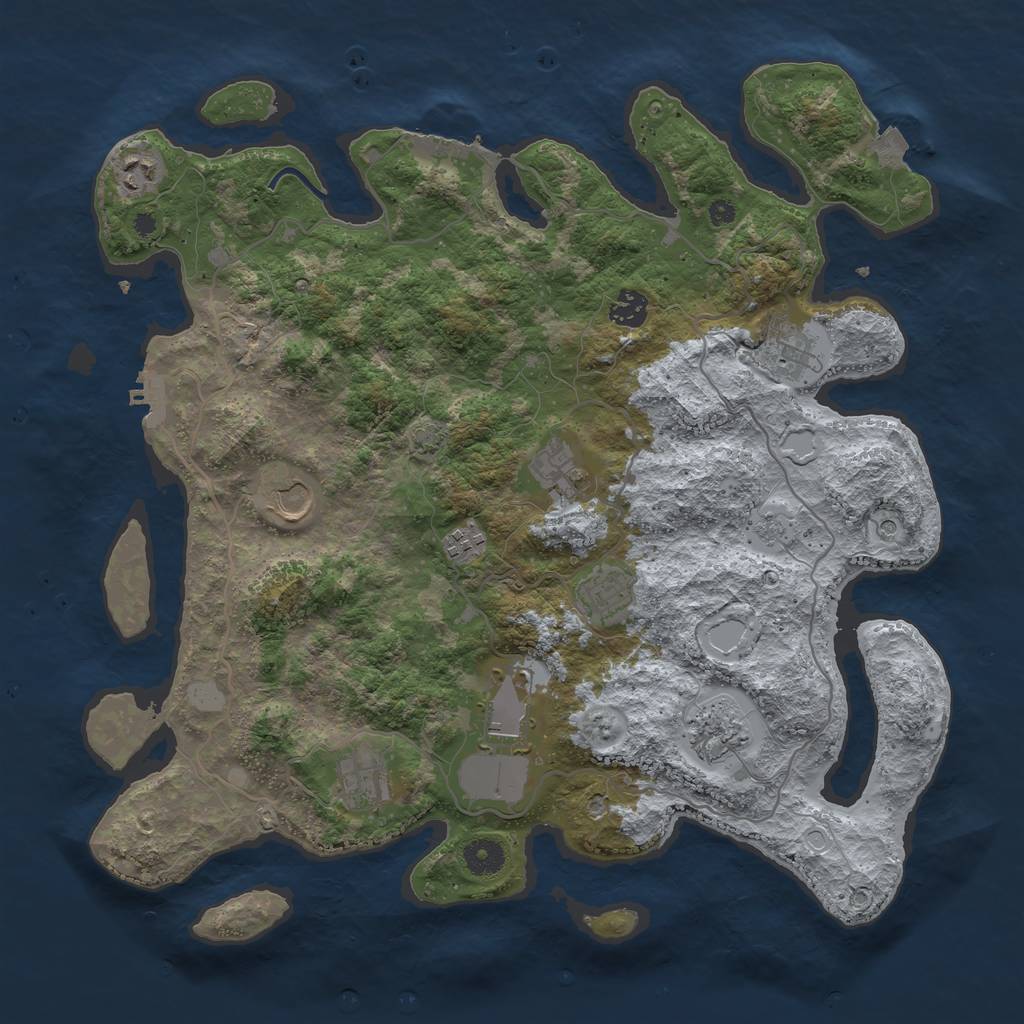 Rust Map: Procedural Map, Size: 4000, Seed: 310247888, 18 Monuments