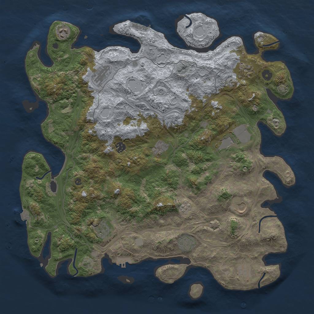 Rust Map: Procedural Map, Size: 4500, Seed: 1026553623, 19 Monuments
