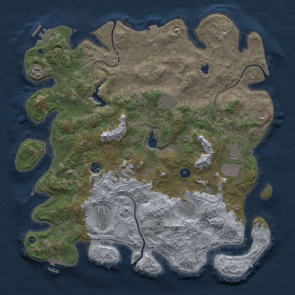 Rust Map: Procedural Map, Size: 4250, Seed: 616952327, 14 Monuments