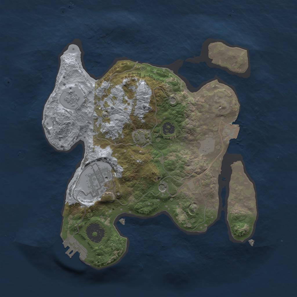 Rust Map: Procedural Map, Size: 2400, Seed: 879406443, 8 Monuments