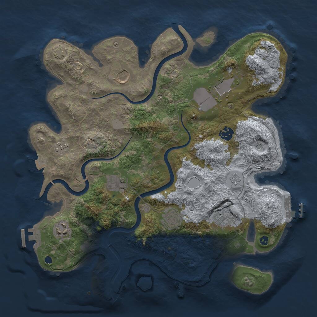 Rust Map: Procedural Map, Size: 3500, Seed: 1460029880, 14 Monuments