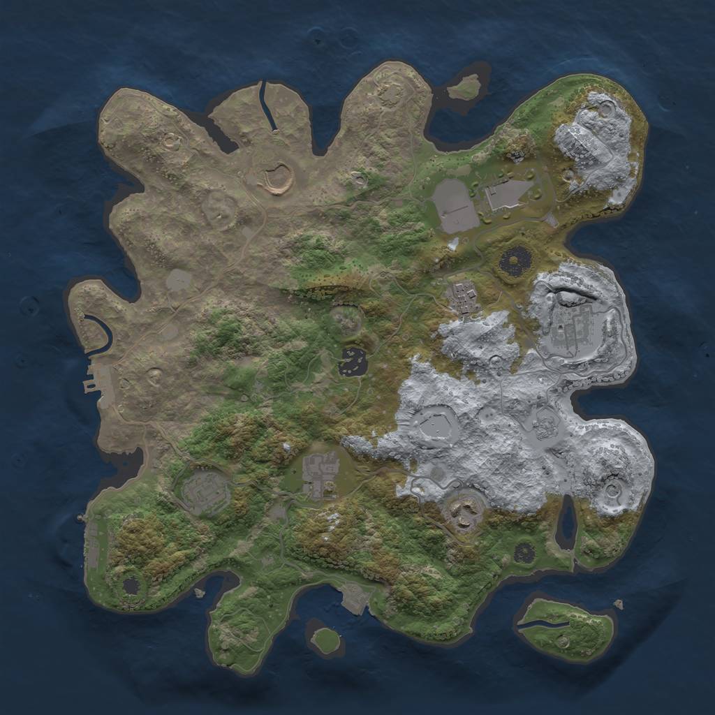 Rust Map: Procedural Map, Size: 3500, Seed: 1460029880, 16 Monuments