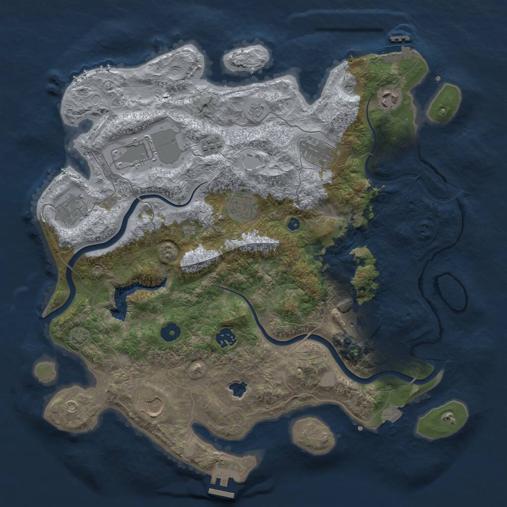 Rust Map: Procedural Map, Size: 4000, Seed: 1561291434, 15 Monuments
