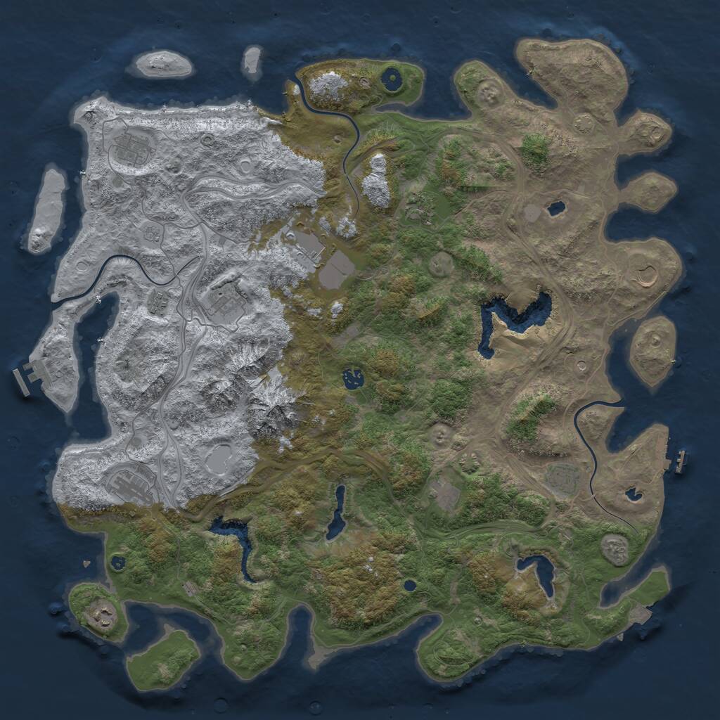 Rust Map: Procedural Map, Size: 5000, Seed: 568076499, 17 Monuments
