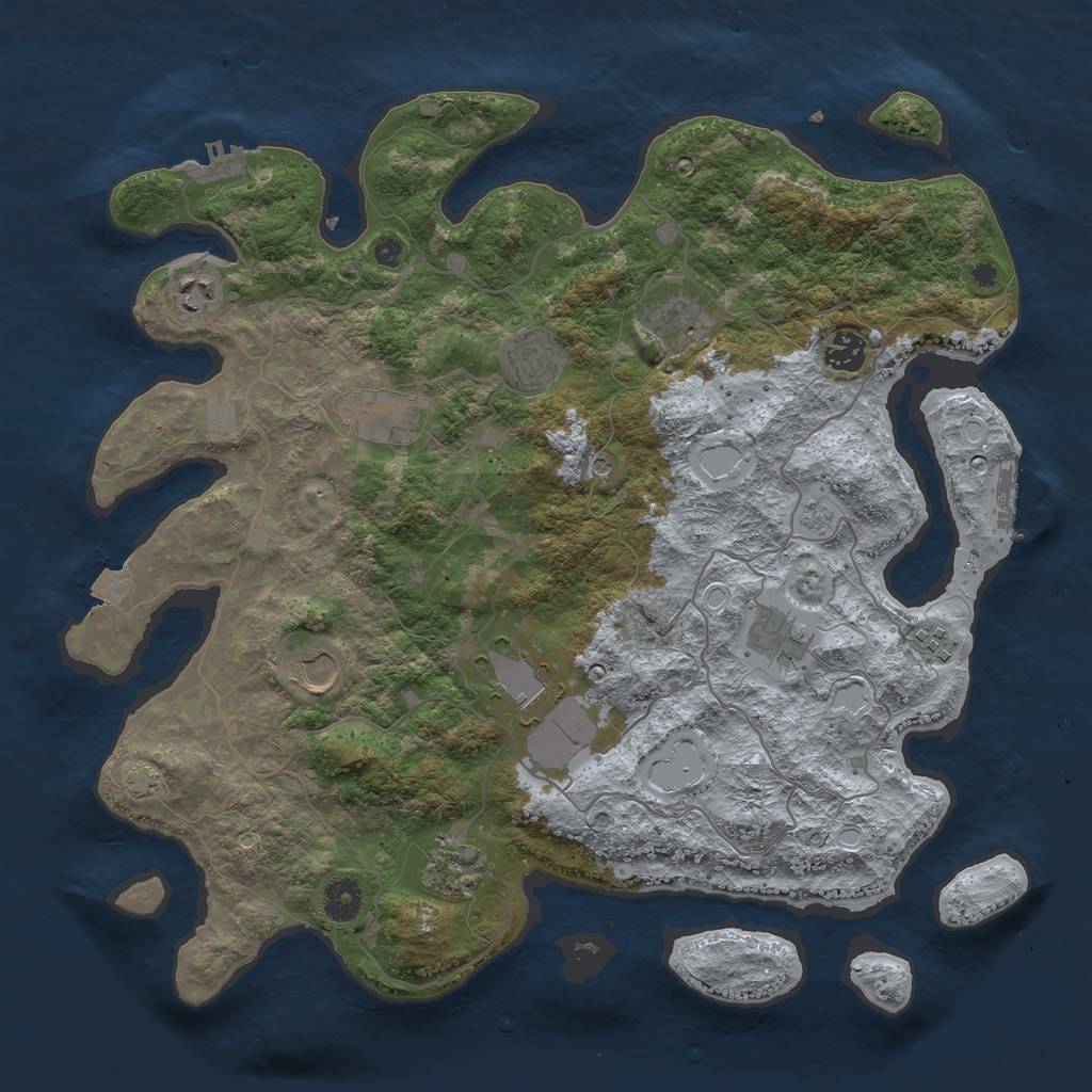 Rust Map: Procedural Map, Size: 4000, Seed: 1180213856, 18 Monuments