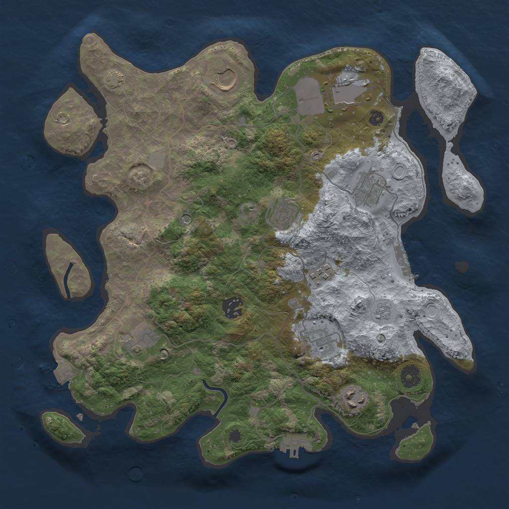 Rust Map: Procedural Map, Size: 3500, Seed: 326069296, 17 Monuments