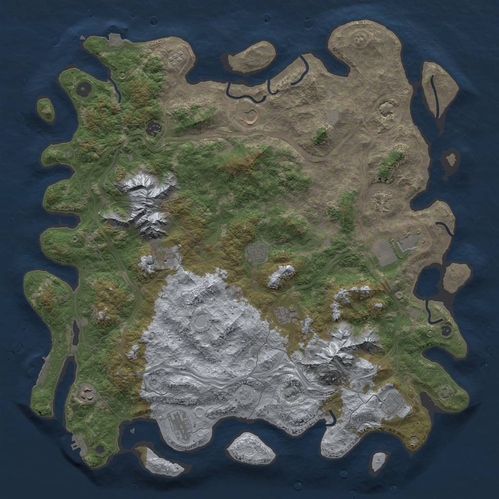 Rust Map: Procedural Map, Size: 5000, Seed: 594941830, 19 Monuments