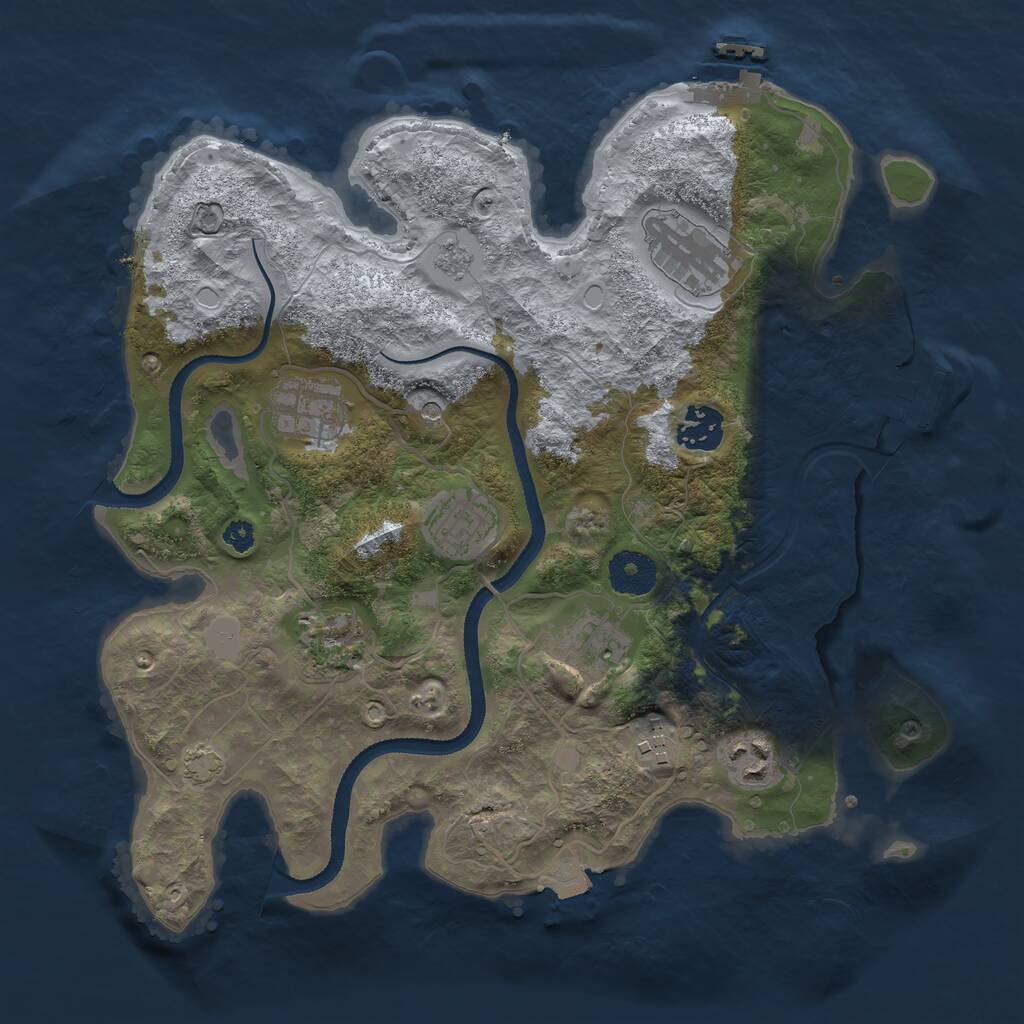 Rust Map: Procedural Map, Size: 3300, Seed: 843998344, 14 Monuments