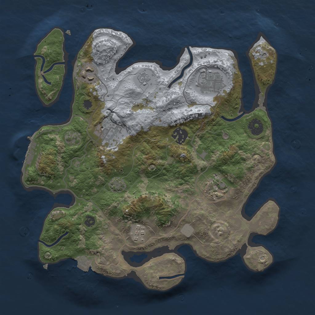 Rust Map: Procedural Map, Size: 3000, Seed: 2062132033, 12 Monuments