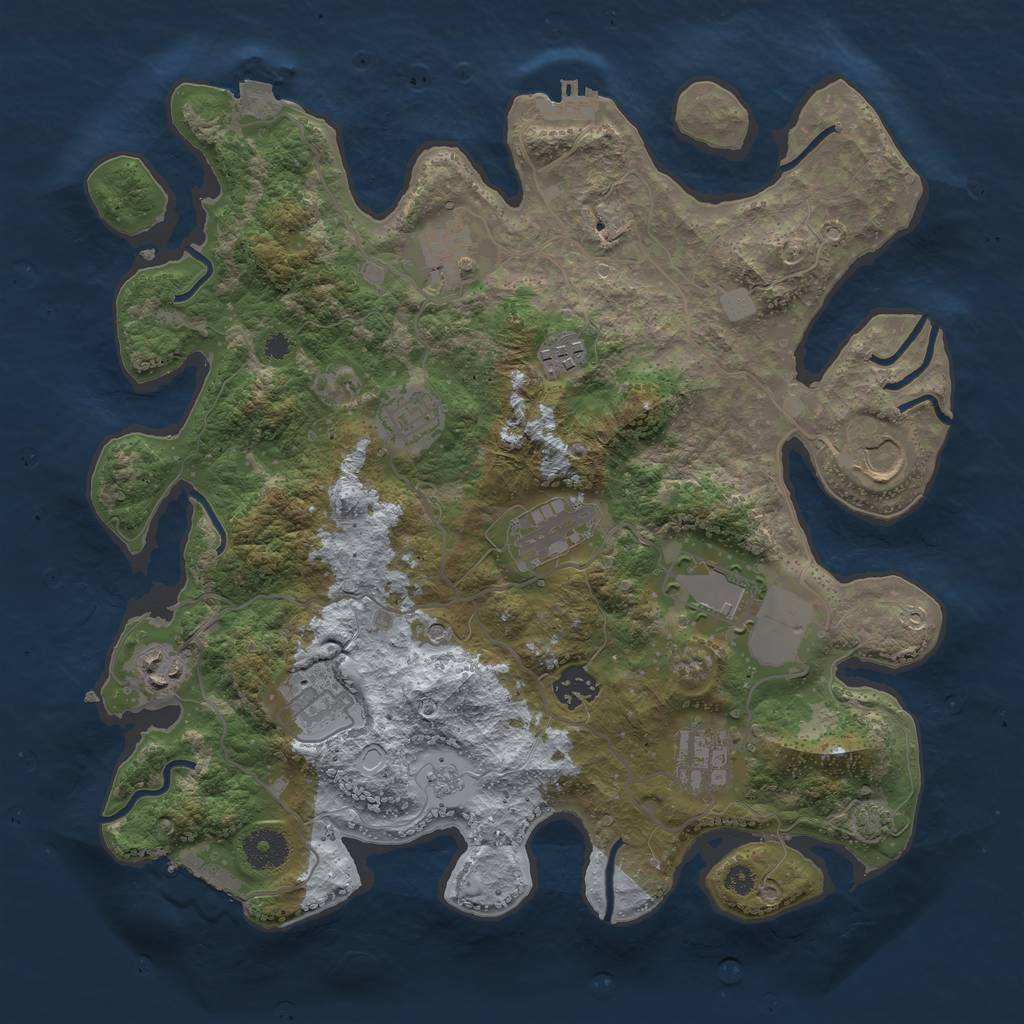 Rust Map: Procedural Map, Size: 3600, Seed: 71951113, 18 Monuments
