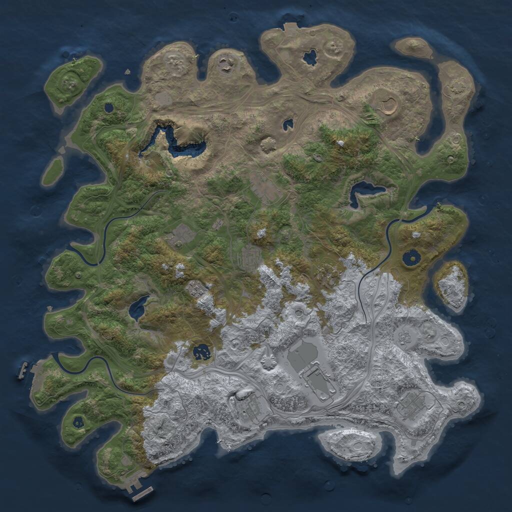 Rust Map: Procedural Map, Size: 4500, Seed: 2072118557, 17 Monuments