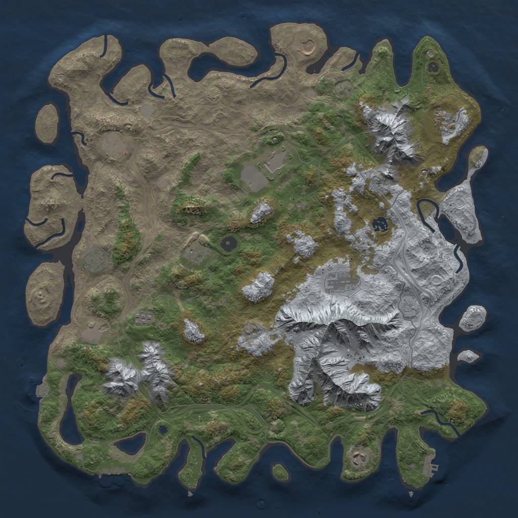 Rust Map: Procedural Map, Size: 5000, Seed: 351464, 19 Monuments