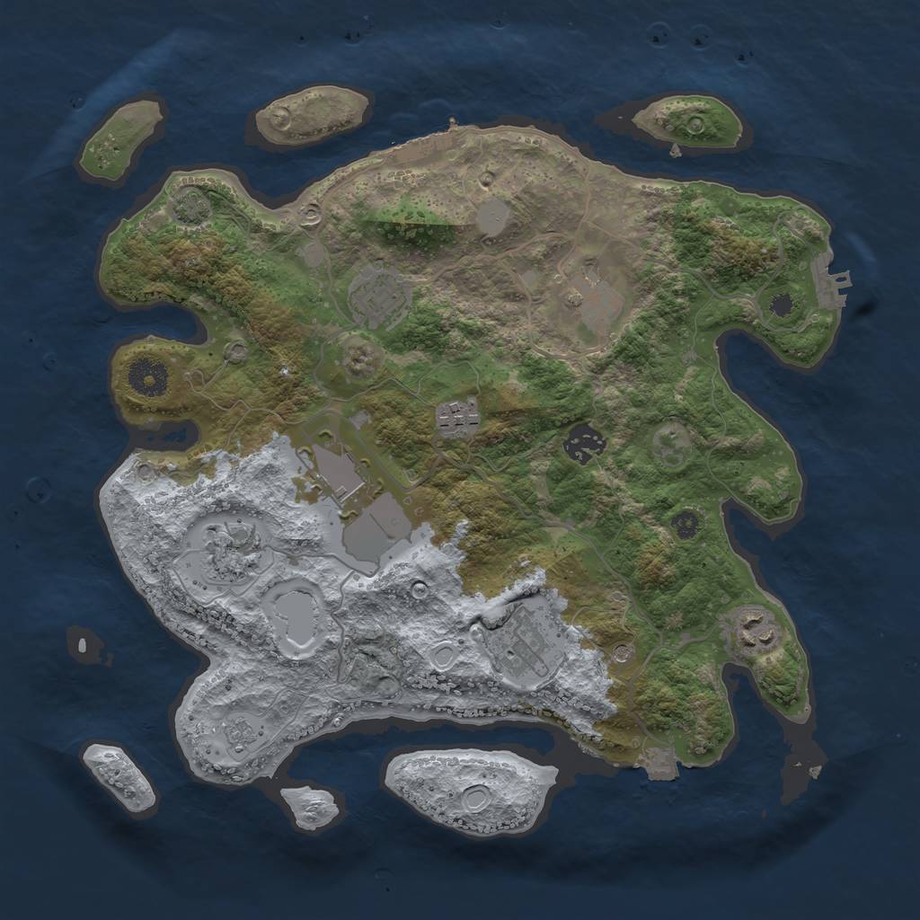 Rust Map: Procedural Map, Size: 3500, Seed: 1047451780, 16 Monuments