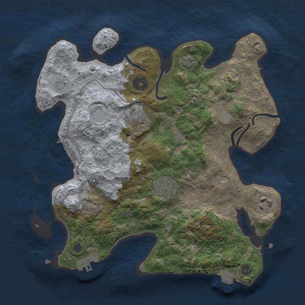 Rust Map: Procedural Map, Size: 3000, Seed: 1319093308, 11 Monuments