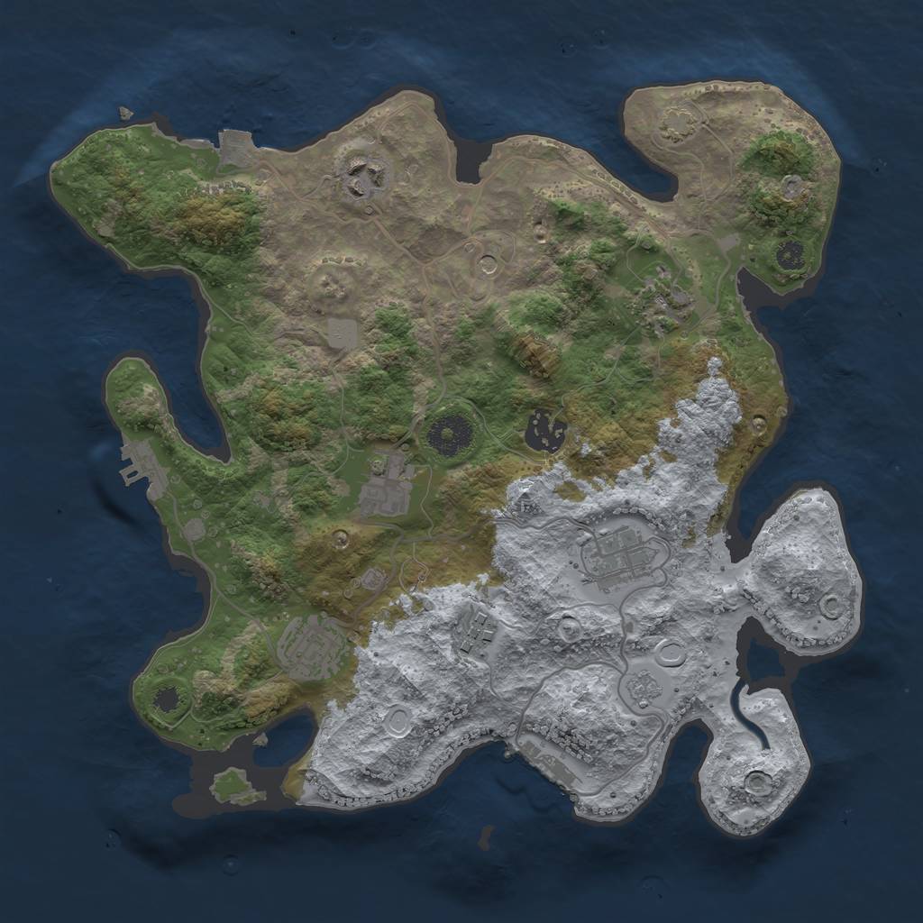 Rust Map: Procedural Map, Size: 3250, Seed: 1945099065, 15 Monuments