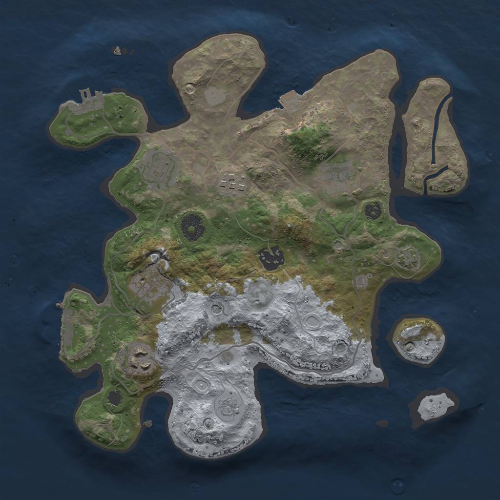 Rust Map: Procedural Map, Size: 3000, Seed: 1425333240, 14 Monuments