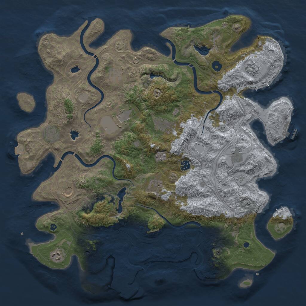 Rust Map: Procedural Map, Size: 4500, Seed: 153556, 17 Monuments
