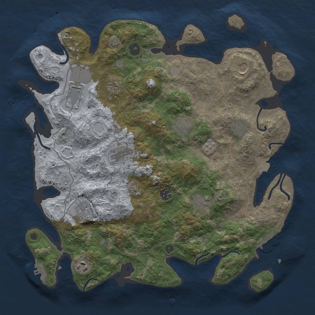Rust Map: Procedural Map, Size: 4000, Seed: 1372515004, 19 Monuments