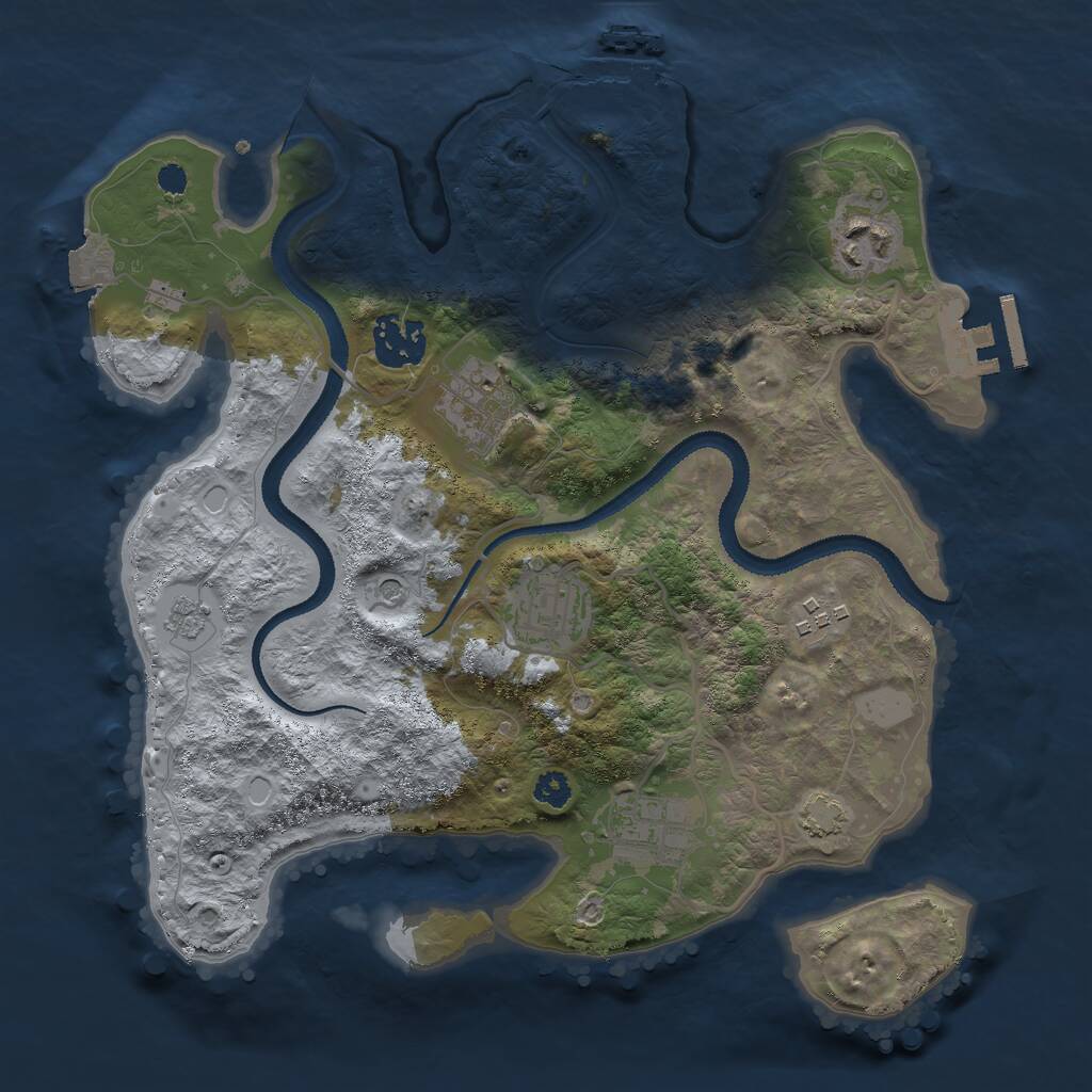 Rust Map: Procedural Map, Size: 3000, Seed: 491789335, 12 Monuments