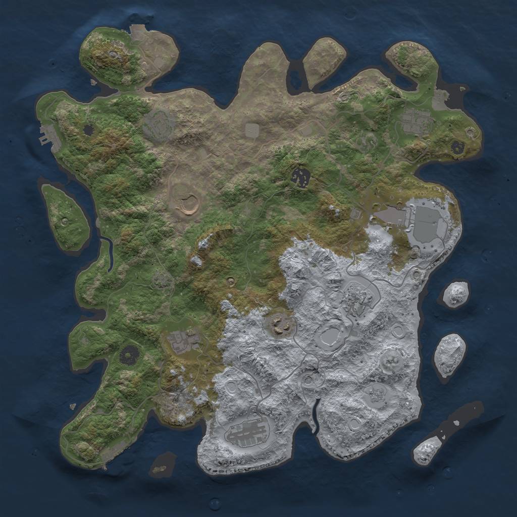 Rust Map: Procedural Map, Size: 3900, Seed: 23879627, 17 Monuments