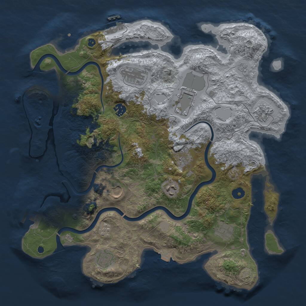 Rust Map: Procedural Map, Size: 3800, Seed: 454745646, 16 Monuments