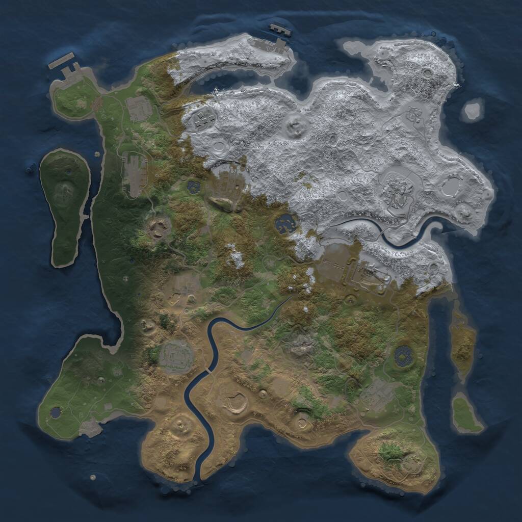 Rust Map: Procedural Map, Size: 3800, Seed: 454745646, 19 Monuments