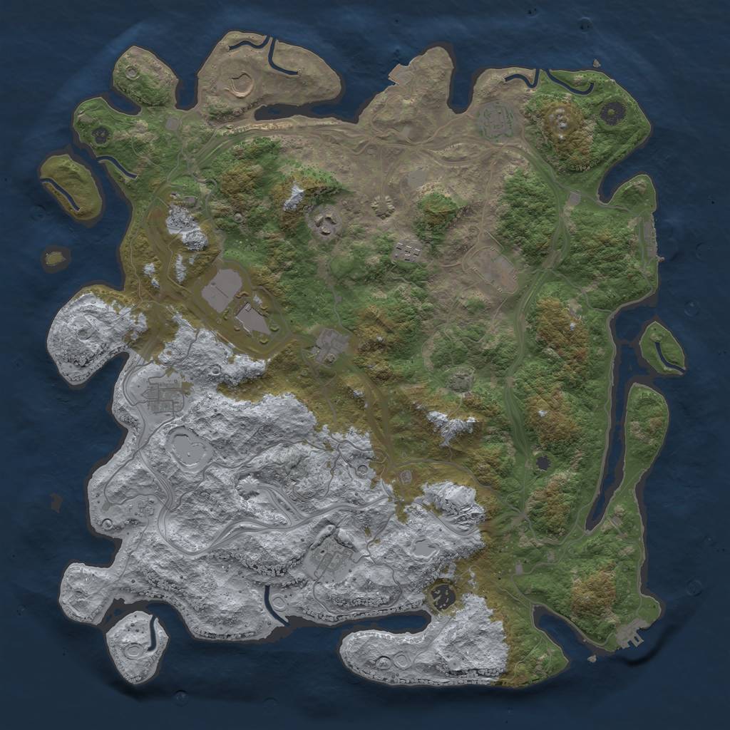 Rust Map: Procedural Map, Size: 4500, Seed: 28959393, 19 Monuments