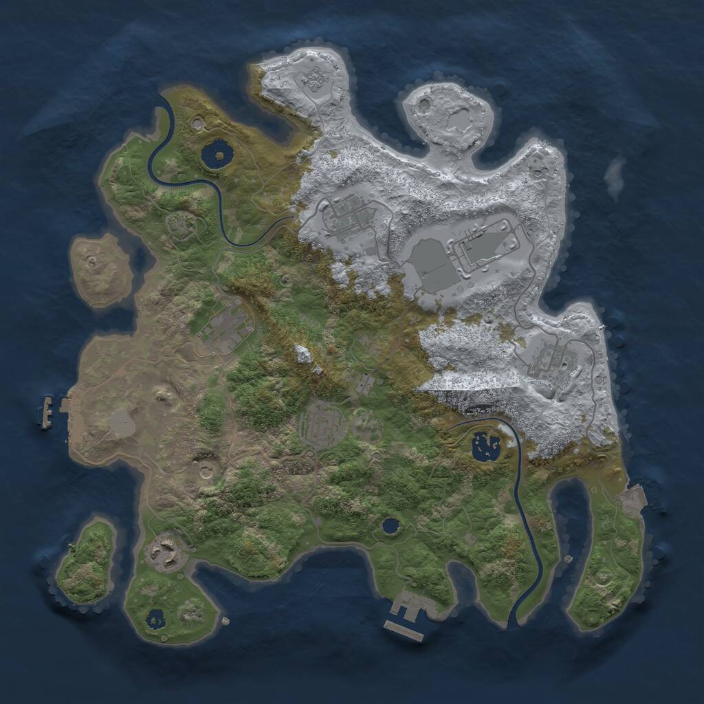 Rust Map: Procedural Map, Size: 3500, Seed: 377699134, 13 Monuments