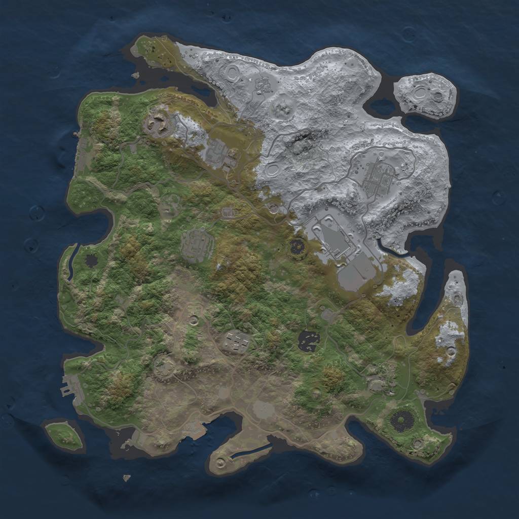 Rust Map: Procedural Map, Size: 3500, Seed: 456857873, 16 Monuments