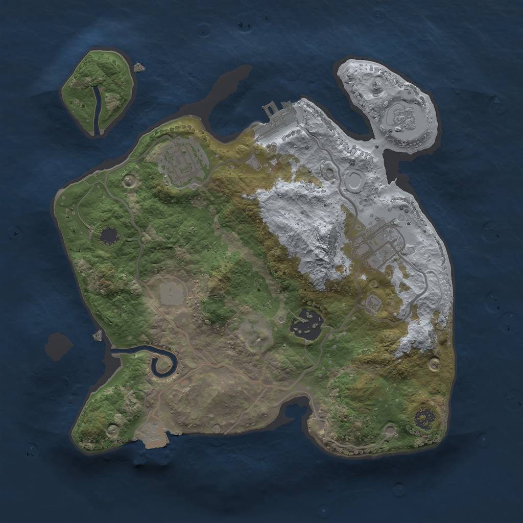 Rust Map: Procedural Map, Size: 2500, Seed: 32852, 8 Monuments