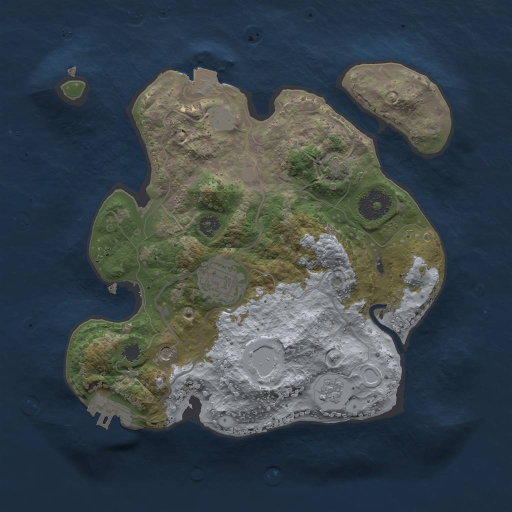 Rust Map: Procedural Map, Size: 2500, Seed: 46725, 8 Monuments