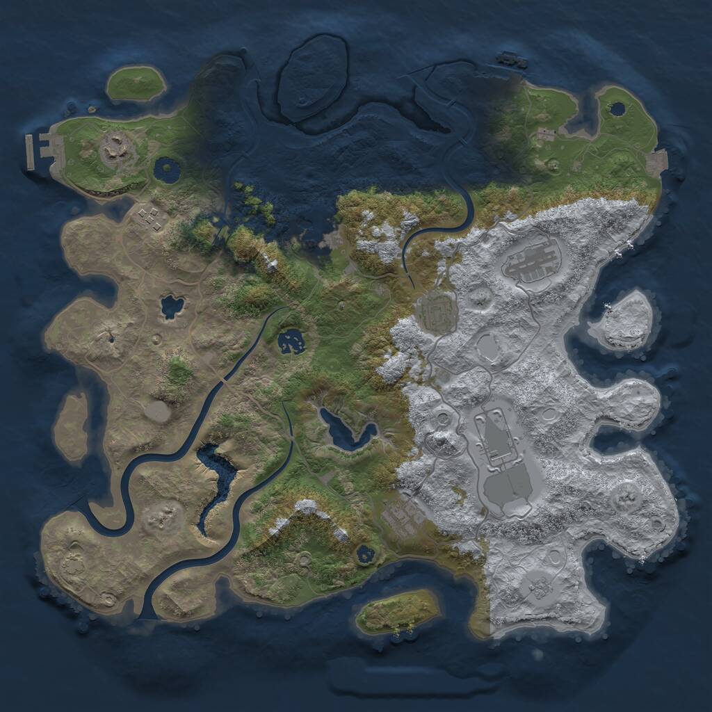 Rust Map: Procedural Map, Size: 4000, Seed: 1978879401, 14 Monuments