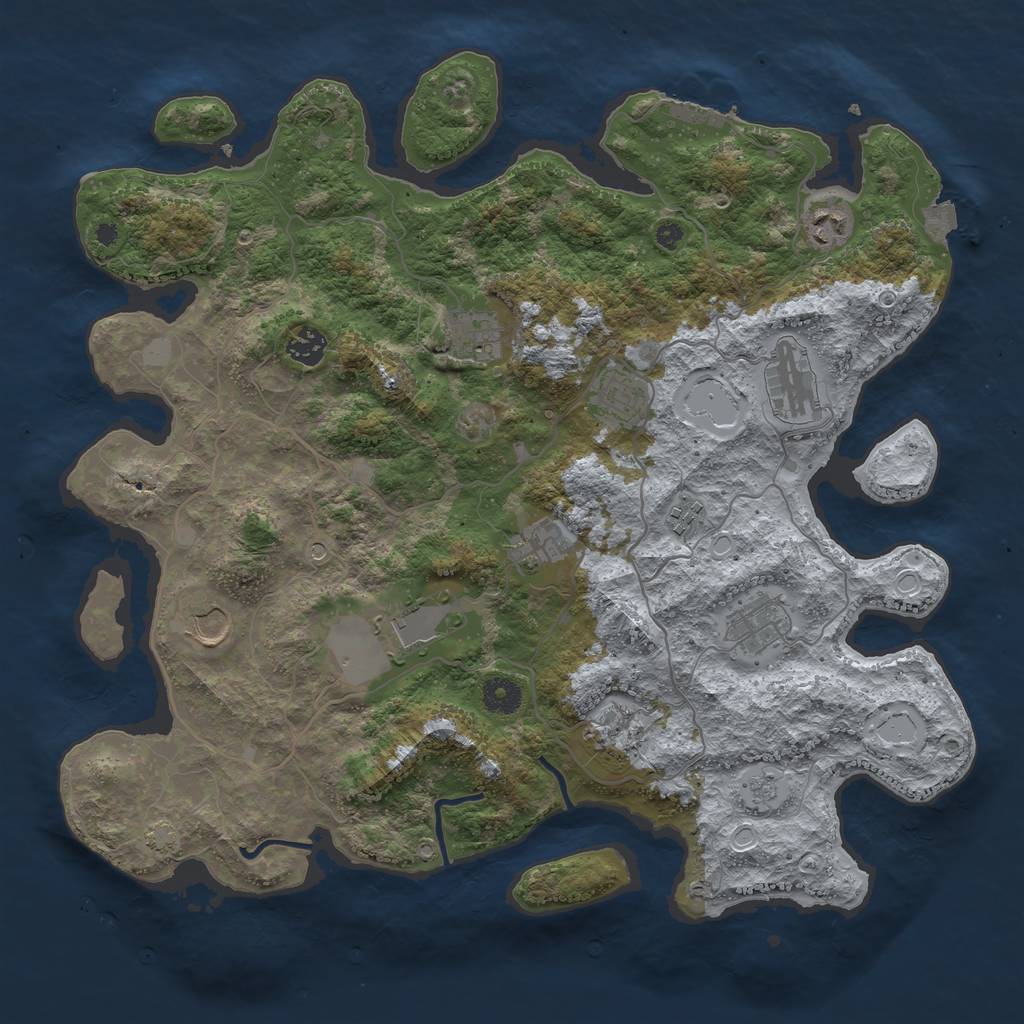 Rust Map: Procedural Map, Size: 4000, Seed: 1978879401, 18 Monuments