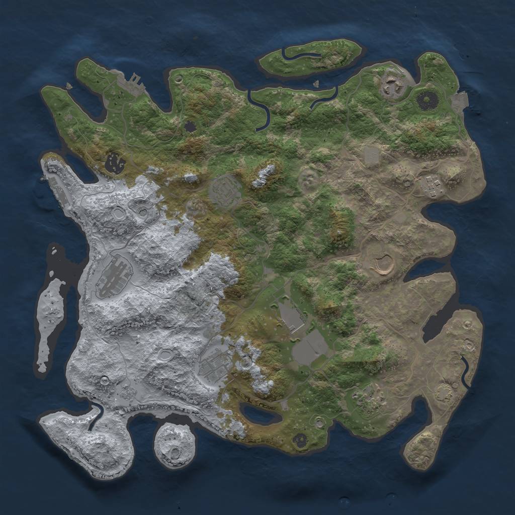 Rust Map: Procedural Map, Size: 3750, Seed: 495226551, 17 Monuments