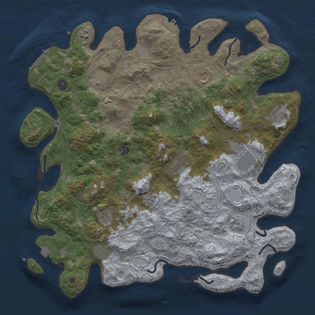 Rust Map: Procedural Map, Size: 4500, Seed: 1262750693, 19 Monuments