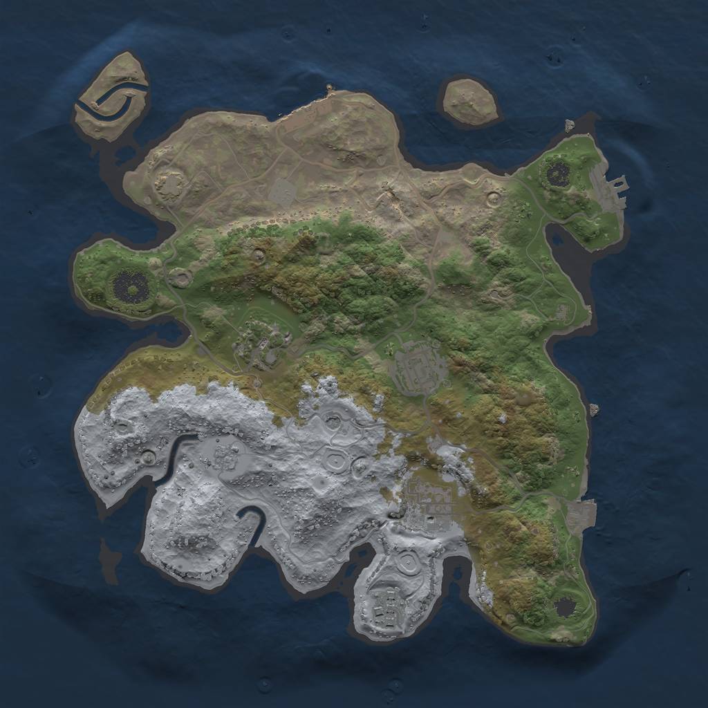 Rust Map: Procedural Map, Size: 3000, Seed: 1709302889, 12 Monuments