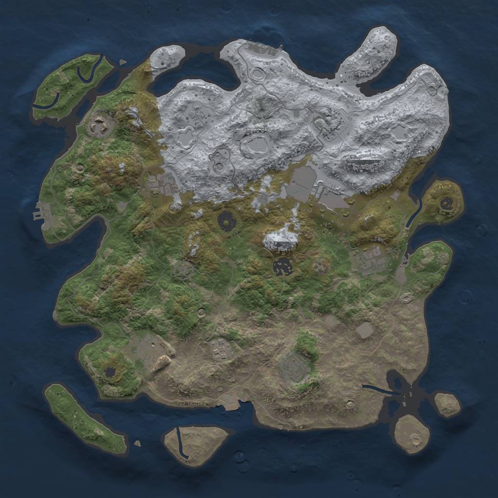 Rust Map: Procedural Map, Size: 3800, Seed: 67744152, 17 Monuments