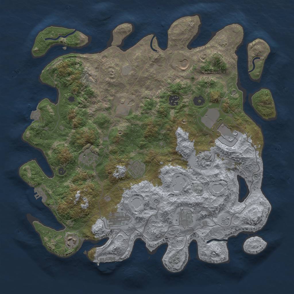 Rust Map: Procedural Map, Size: 4000, Seed: 327104334, 19 Monuments