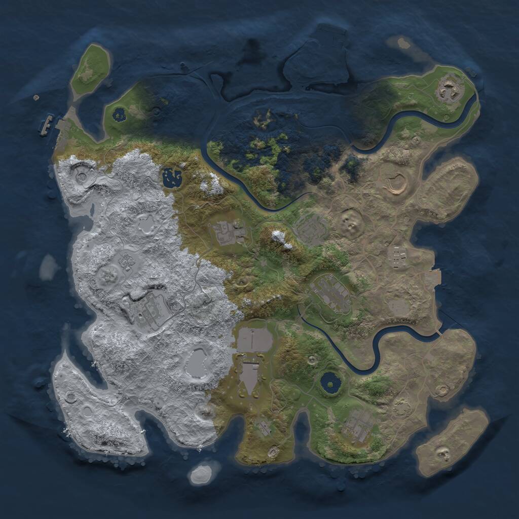 Rust Map: Procedural Map, Size: 3800, Seed: 7393213, 16 Monuments