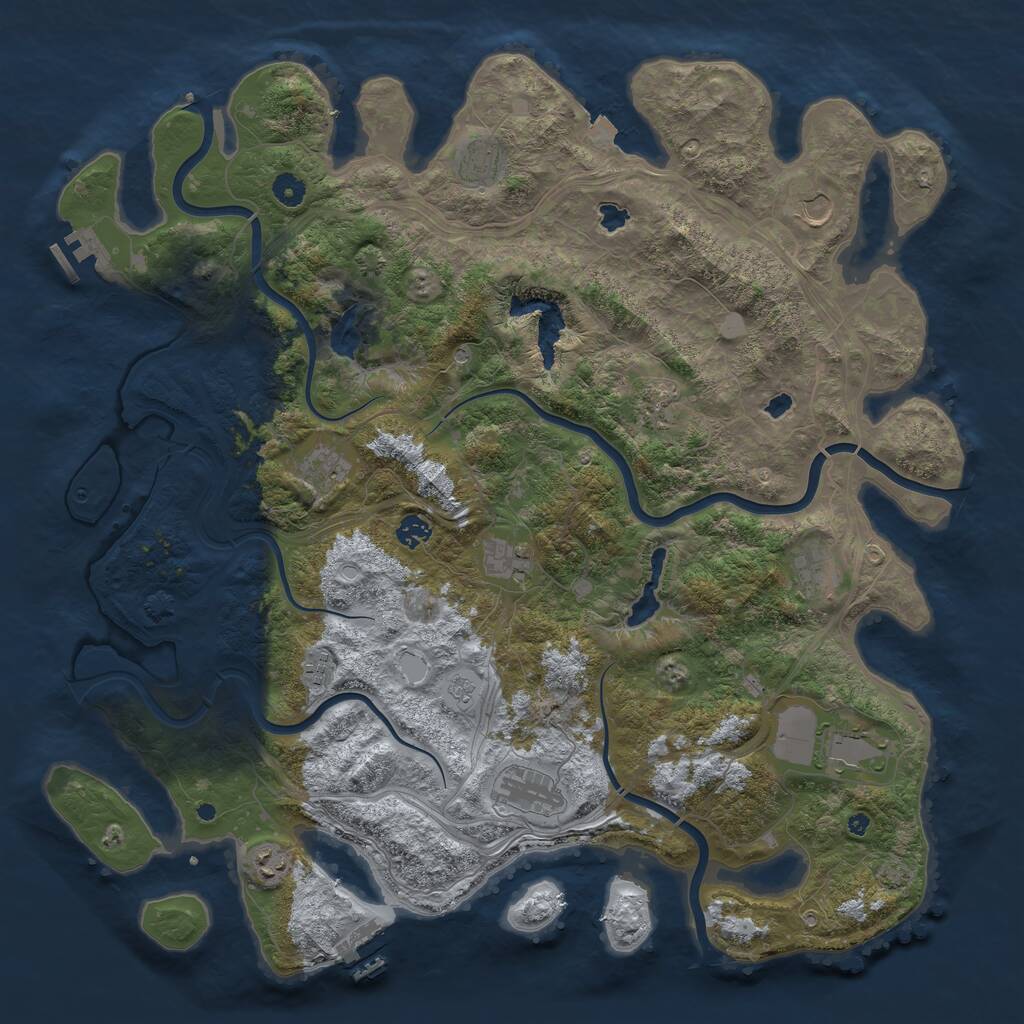 Rust Map: Procedural Map, Size: 4700, Seed: 215903140, 17 Monuments