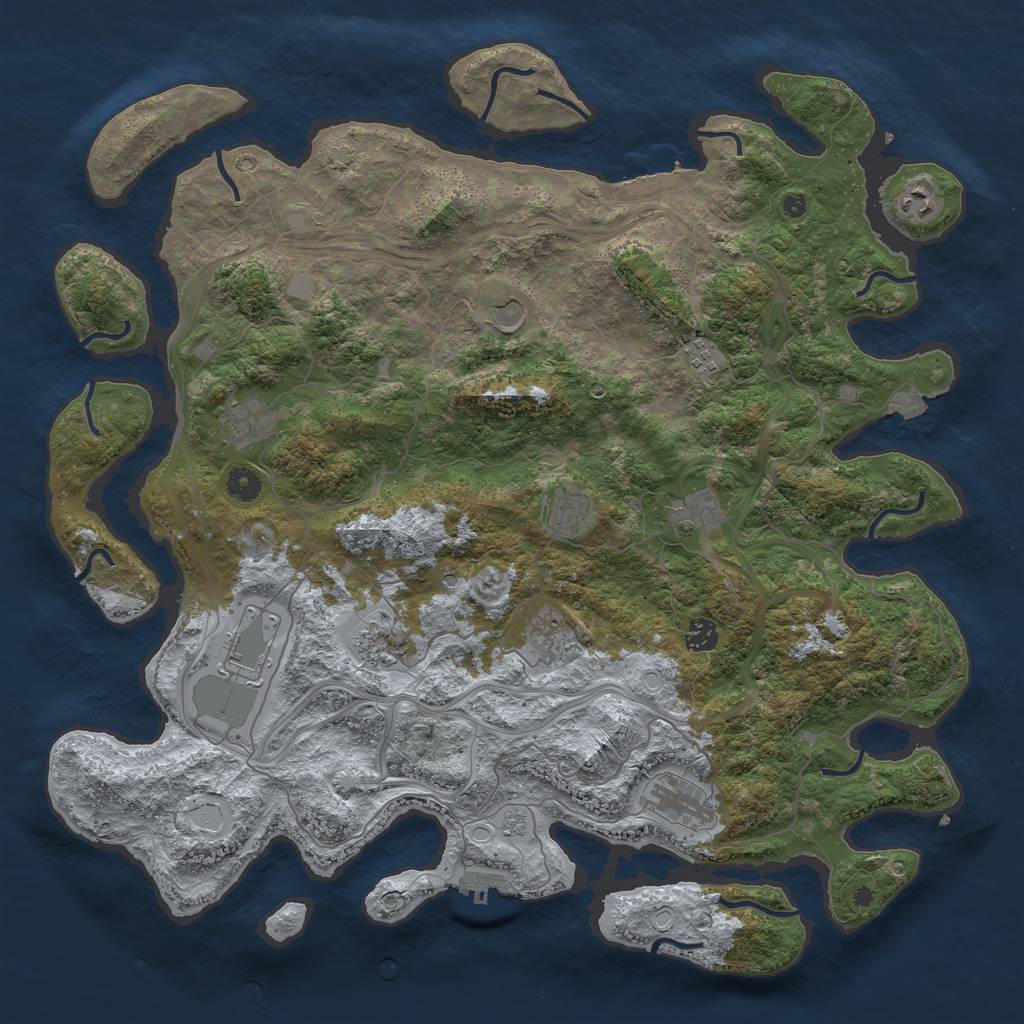 Rust Map: Procedural Map, Size: 4500, Seed: 505291374, 19 Monuments