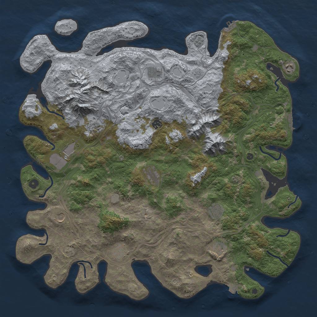 Rust Map: Procedural Map, Size: 5000, Seed: 1671371391, 19 Monuments