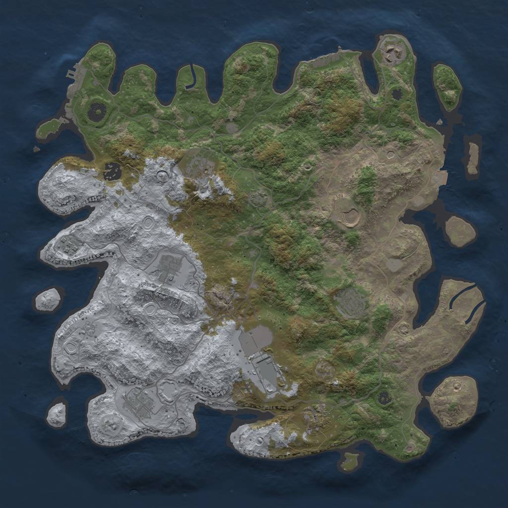 Rust Map: Procedural Map, Size: 4000, Seed: 984909504, 18 Monuments